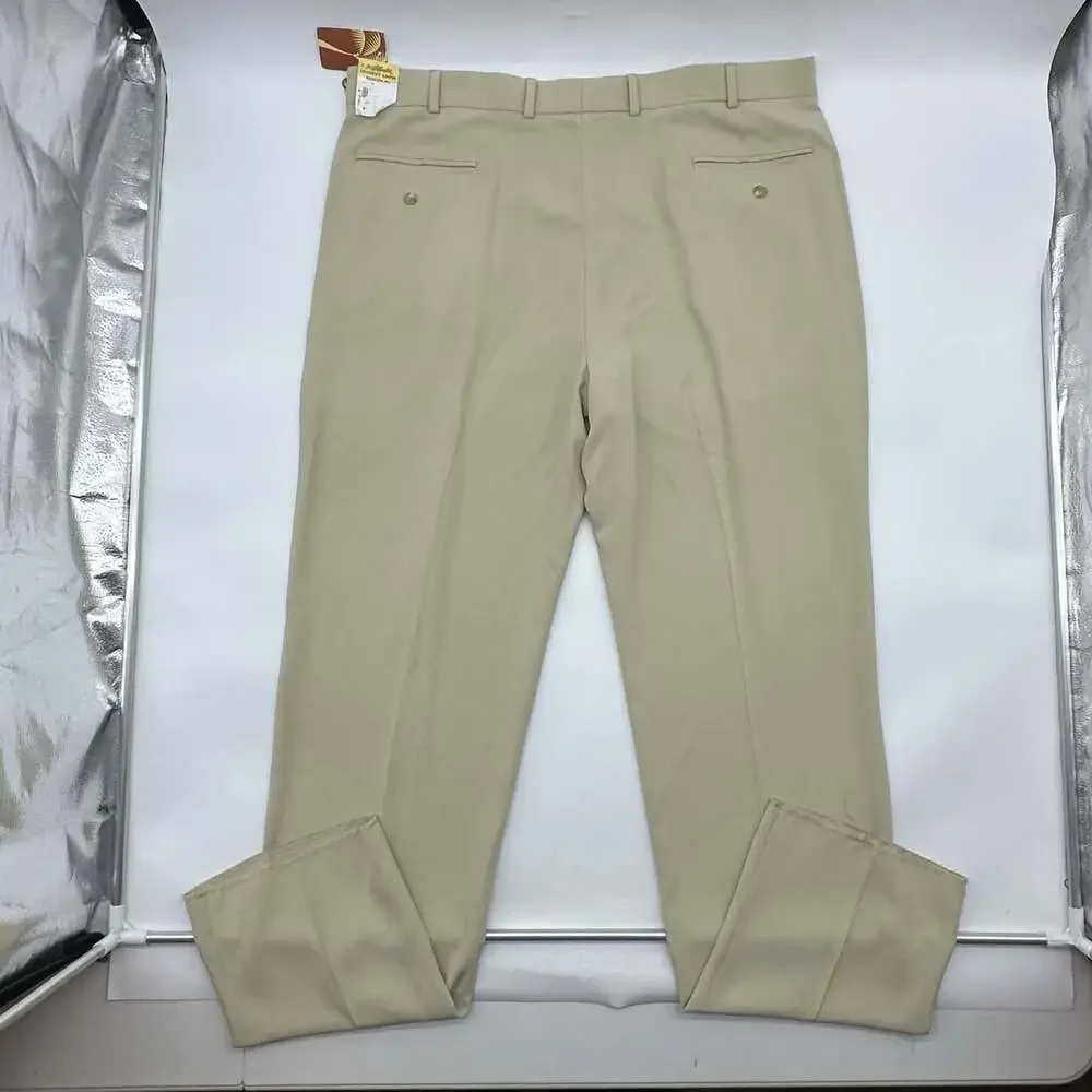 Coconut Grove Mens Size 42 Unfinished Hem Beige 100% Silk Pleated Suit Pants NWT